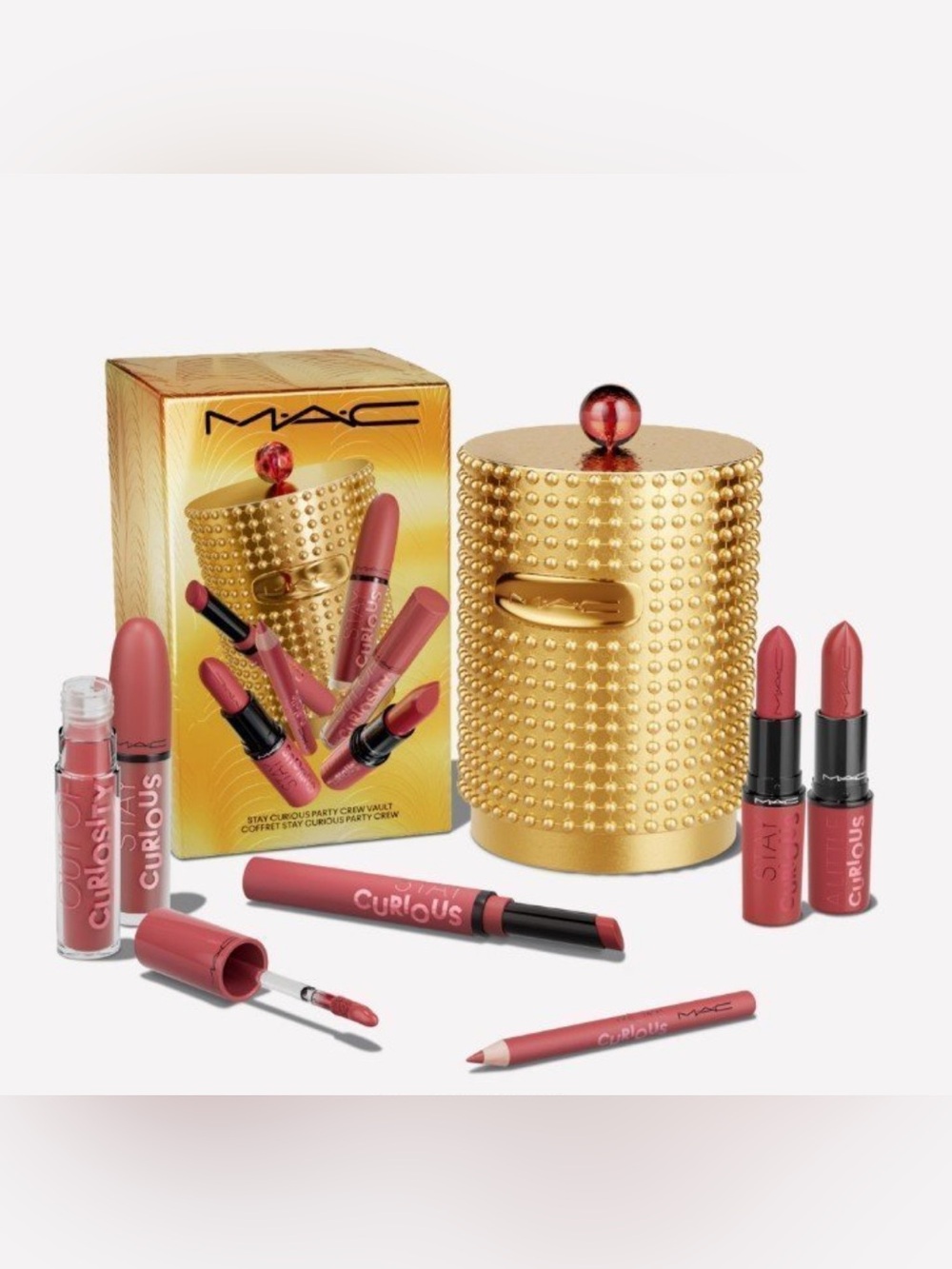 New MAC stay curious party crew vault 6 lip colors in shade stay curious